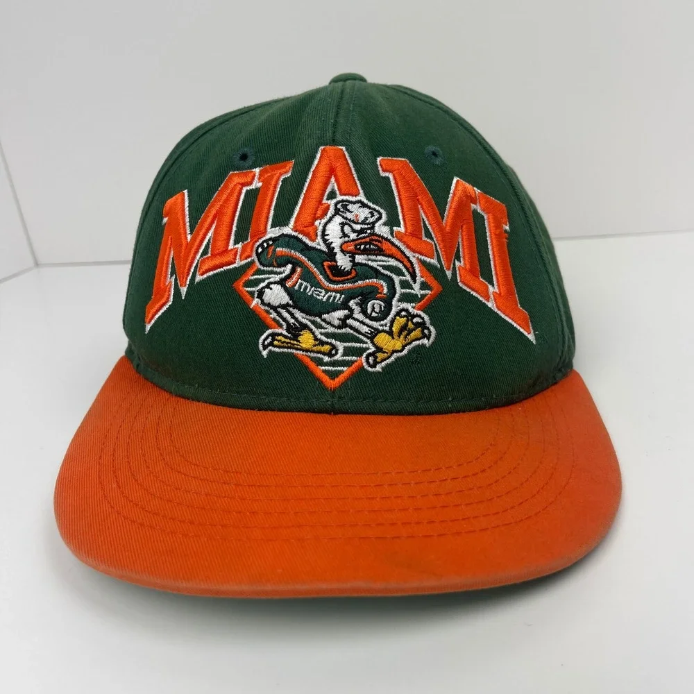 Vintage Miami Hurricanes Top of the World Hat Sebastian Ibis Orange Green TOW